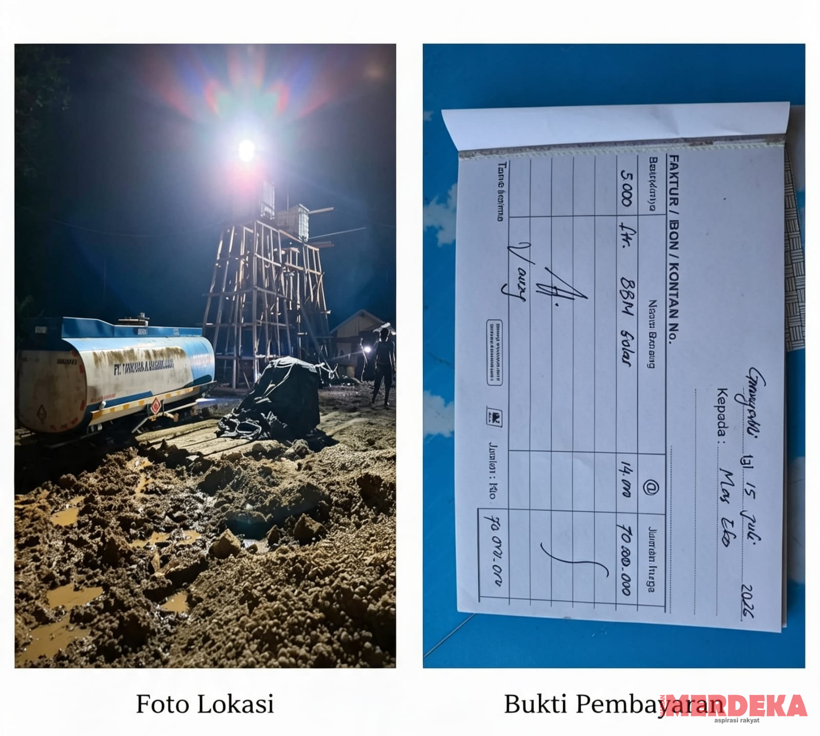 Dugaan Mafia BBM di Proyek SMAN Sukma Nias, Solar Subsidi Diduga Dikawal Oknum Aparat
