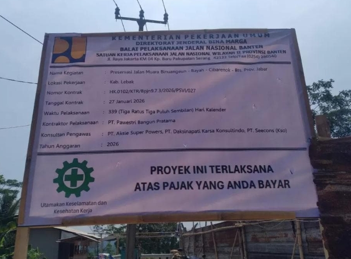Sembunyikan Anggaran di Papan Proyek, Preservasi Jalan Rp27 M Banten Selatan Disorot