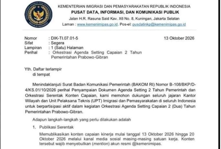 Surat Internal Bocor! Kemen Imipas Diduga ‘Buzzer-kan’ Jajaran Demi Puji Capaian Pemerintah